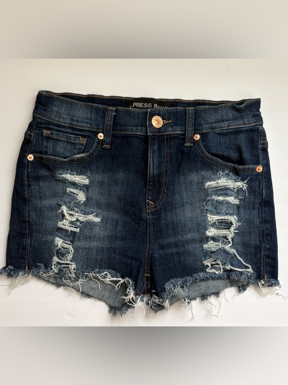 Express Jeans Distressed Denim Shorts Women’s Size 2 Dark Wash Frayed Hem